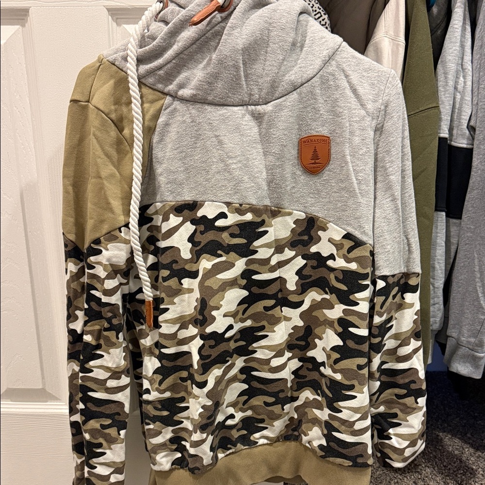 Wanakome Cowl Neck Camouflage Sweater